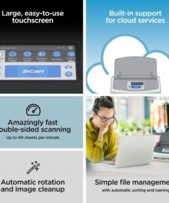 Fujitsu ScanSnap iX1600 Document Scanner 10 ScanSnap iX1600 Photo and Document Scanner, Wireless or USB, High-Speed, Cloud Enabled, Large Touchscreen, Auto Document Feeder, Mac or PC, White