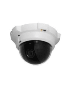 Axis M3203 fixed dome network camera with PoE and vari-focal lens.