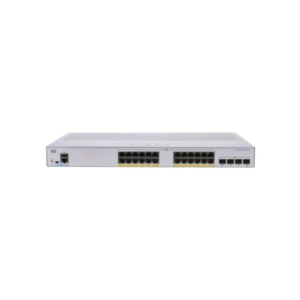 Cisco CBS350-24P-4X 24 Port PoE Managed Switch Front View with 10G Uplink Ports Enterprise SMB Network Device