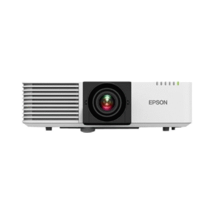 Epson PowerLite L520U ceiling-mounted 3LCD projector displaying high-resolution widescreen visuals in a bright room.