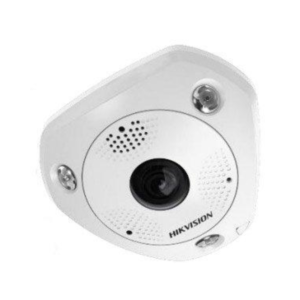 Hikvision DS-2CD63C5G0E-IVS 12MP fisheye camera installed outdoors