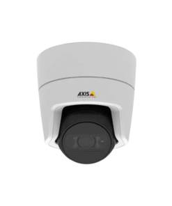 Axis M3104-LVE outdoor network camera with built-in IR and flat-faced dome design.