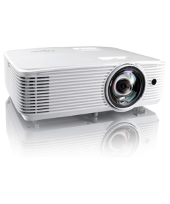 Optoma EH412ST short throw projector on a desk projecting 1080P visuals in a classroom