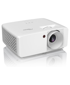 Optoma HZ40HDR projector displaying 4K HDR visuals in a modern home theater setup