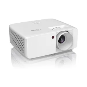Optoma HZ40HDR projector displaying 4K HDR visuals in a modern home theater setup