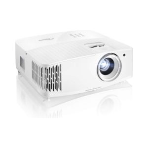Optoma UHD30 projecting vibrant 4K HDR visuals in a home gaming and theater setup