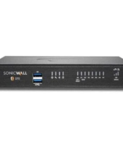 SonicWall TZ370 firewall with RM-SW-T10 rackmount kit installed in server rack