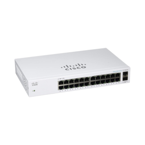 Cisco Business CBS110-24T 24-port unmanaged Gigabit Ethernet switch with 2 SFP slots.