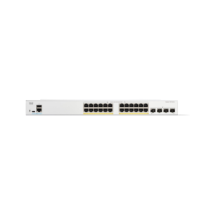 Cisco C1300-24P-4G 24 Port PoE Managed Switch Front View with 4 Gigabit Uplink Ports Business Network Device