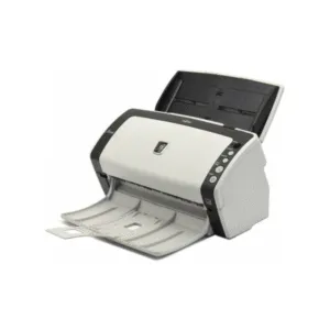 Front view of a white Fujitsu fi-6130Z sheetfed office scanner.