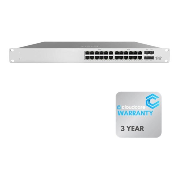 MS120-24P-HW Meraki MS120-24P 24 Port PoE Cloud Managed Switch (MS120-24P-HW) - 384W PoE Budget - Rack Mountable - Stay Protected with Cloud Care's 3 Year Warranty