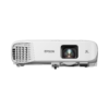 Epson PowerLite 982W white LCD projector mounted on a ceiling.